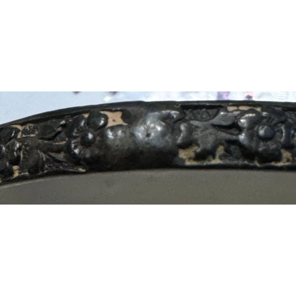 Antique Miniature Childs Silver Plated Floral Bangle Bracelet